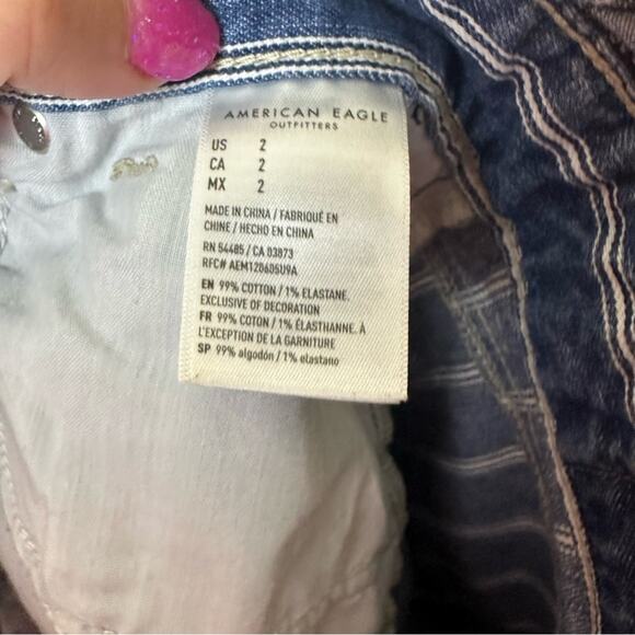 American Eagle Pinstripe High Rise Paper Bag Denim Jean Shorts Women’s Size 2 - Picture 5 of 11